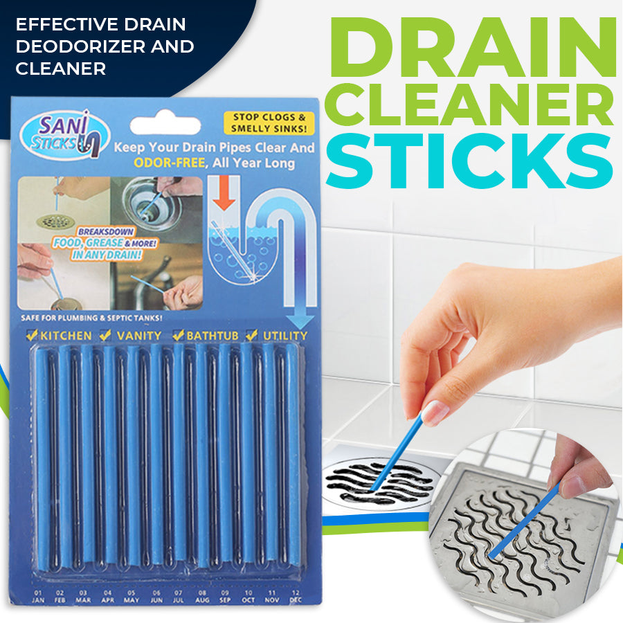 12pcs Sani Sticks Kitchen Toilet Bathtub Drain Cleaner Deodorizer